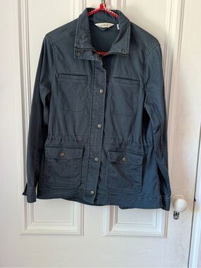 LL Bean Flex Utility Military Jacket Full Zip Snap Button Closure Size XS